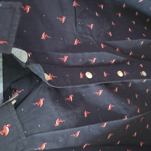 Van Heusen Navy Blue Flamingo Print Men's Shirt - Picture 5 of 9